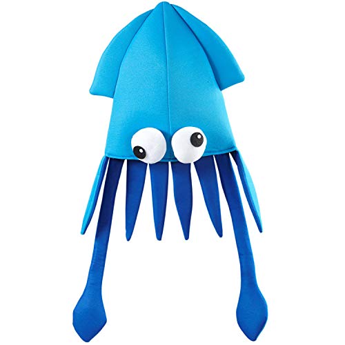 Auffälliger Kraken-Hut für Männer & Frauen/Blau/Ausgefallene Fischmütze für Erwachsene mit Augen & Tentakeln/EIN Blickfang zu Fasching & Mottoparty von Amakando