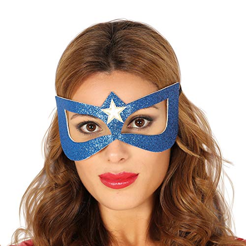 Aufregende Superhero Maske für Damen & Herren/Blau-Weiß/Faschingsmaske Held/Wie geschaffen zu Fasching & Karneval von Amakando