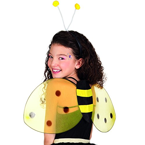 Amakando Bienenflügel und Bienenhaarreif - gelb-schwarz - Bienenkostüm Set | Hummel Verkleidung Biene Kostüm Wespen-Kostüm-Accessoire Damen Bienenkostüm Set von Amakando