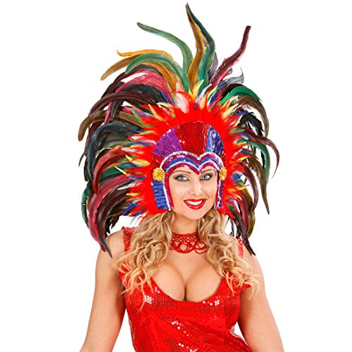 Brasilianischer Feder Kopfschmuck Rio Karneval Federkopfschmuck Samba Tänzerin Federkopfschmuck Drag Queen Travestie Federschmuck Showtanz Kopf Schmuck Haarschmuck Feder Kopfbedeckung Burlesque Mottoparty Accessoires Fasching Kostüm Zubehör von Amakando