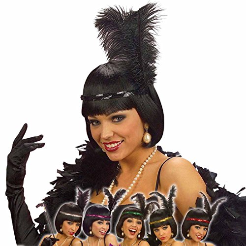 Charleston Stirnreif schwarz mit Feder | 20er Jahre Federschmuck Kopfschmuck | Flapper Pailletten Haarreifen Can Can Girl | Burlesque Haarschmuck Vintage Kopfband Damen | Retro Kostüm Zubehör Charleston Stirnreif schwarz mit Feder | 20er Jahre Federschmuck Kopfschmuck | Flapper Pailletten Haarreifen Can Can Girl | Burlesque Haarschmuck Vintage Kopfband Damen | Retro Kostüm Zubehör von Amakando