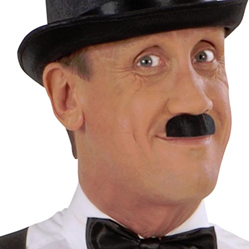 Charlie Chaplin Bart 2 Finger Schnurrbart 20er Jahre Historischer Mustache Kunstbart Charleston Kunsthaar Moustache Schnauzer Bart Engländer Gentleman Falscher Oberlippenbart Hollywood Filmstar Oliba Schnauzbart Karneval Kostüm Zubehör von Amakando