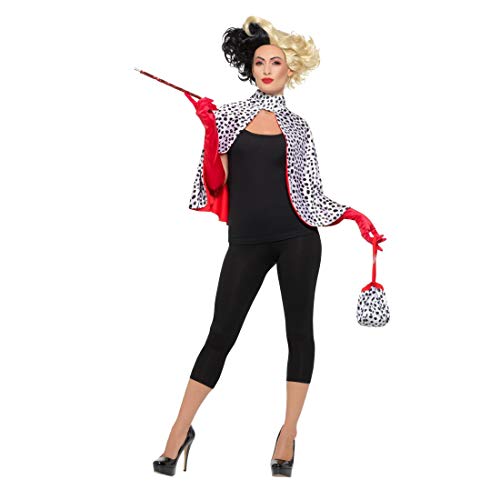 Cruella de Vil Kostüm für Damen/Schwarz-Weiß/Verkleidung Böse Frau 101 Dalmatiner geeignet zu Mottoparty & Kostümfest von Amakando