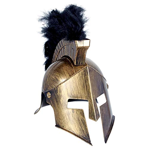 Extravaganter Römer-Helm Antike mit Federschmuck/Bronze-Schwarz/Toller Sparta-Helm für Herren/EIN Blickfang zu Fasching & Kostümfest von Amakando