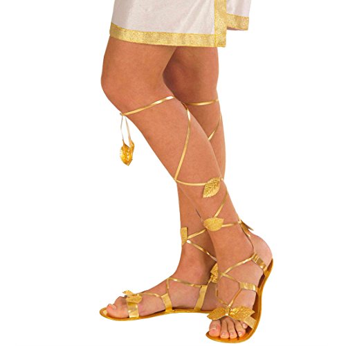 Goldene Römersandalen Damen Römer Schuhe Römerschuhe Elfenschuhe Römische Sandalen Renaissance Griechin Göttin Orient Cleopatra Römin Elfen Fee Ägypterin Damenschuhe Antike Mottoparty Accessoires Karneval Kostüm Zubehör von Amakando