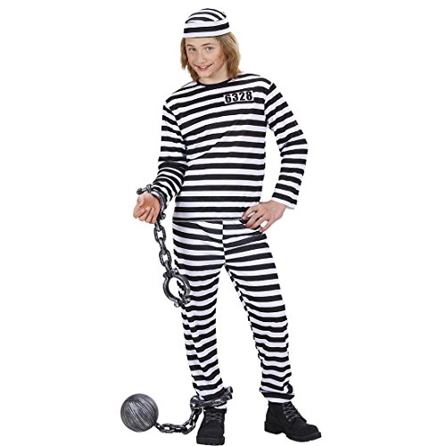 Kinder Sträflingskostüm Ganove Schwerverbrecher Outfit 140 cm 8-10 Jahre Verbrecher Häftlingskleidung Sträfling Kostüm Karnevalskostüme Jungen Alcatraz Psycho Verbrecherkostüm Häftlingskostüm Gefangener von Amakando