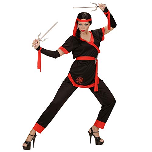 Originelle Verkleidung Ninja-Kriegerin/Schwarz-Rot in Größe S (34/36) / Sportlich eleganter Shinobi-Anzug für Damen/Wie geschaffen zu Fasching & Asia Party von Amakando