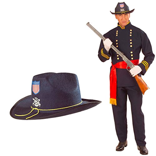 Yankee Hut Nordstaaten General Filzhut Western Offizier Kopfbedeckung Fasching US Soldat Karnevalshut Nordstaatler USA Armee Faschingshut Uniform Mottoparty Accessoire Karneval Kostüm Zubehör von Amakando