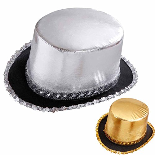 Zylinderhut silber Pailletten Zylinder Hut silber Disco Glitzerhut Showhut Kopfbedeckung Silvester Party Herrenhut Damenhut Fasching Show Glitter Karnevalshut Faschingshut Schlager Mottoparty Zylinderhut silber Pailletten Zylinder Hut silber Disco Glitzerhut Showhut Kopfbedeckung Silvester Party Herrenhut Damenhut Fasching Show Glitter Karnevalshut Faschingshut Schlager Mottoparty von Amakando