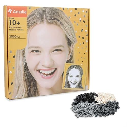 Amalia Personalisiertes Mosaik-Porträt-Bausatz, Bausteine, Kunst-Set, individuell gestaltet, für Ihr eigenes Fotobild, Konstruktor, Geschenk (L/39,9 x 39,9 cm) von Amalia