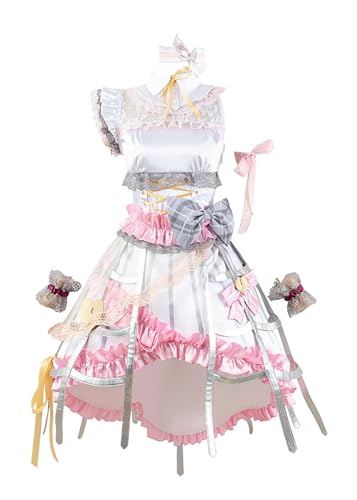 AmanMing Anime Project Sekai Colorful Stage! Asahina Mafuyu Cosplay-Kostüm für Damen, Lolita-Kleid, Uniform, Weiß, Größe XXXL von AmanMing