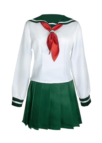 Anime Cos Higurashi Kagome Cosplay-Kostüm für Damen und Mädchen, Uniform, Hemd, Halloween, Weihnachtsanzug, Grün, Größe M von AmanMing