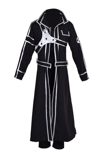 Anime Sword Art Online Cosplay-Kostüme, Kirito Kazuto Kirigaya, Jacke, Uniform, Halloween, Colthing (Schwarz, Größe S) von AmanMing