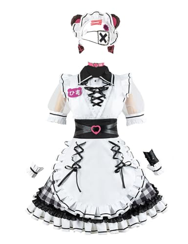 Anime Virtual Youtuber Honma Himawari Cosplay Kostüm Dienstmädchen-Kleidung Kleid Frau Uniform Anzug (Weiß, M) von AmanMing