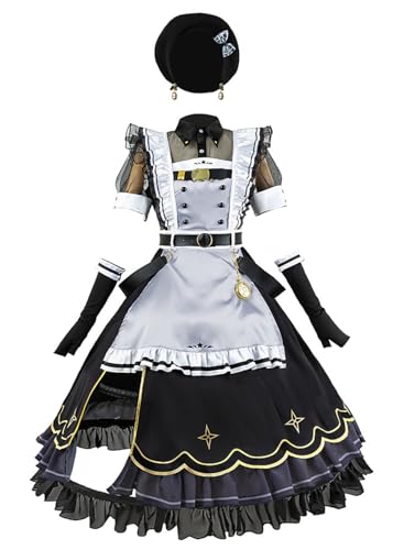 YouTuber VTuber Hololive Hosimati Suisei Cosplay Kostüm Niedliches Dienstmädchenkleid Anime Kleidung (Schwarz, Klein) von AmanMing