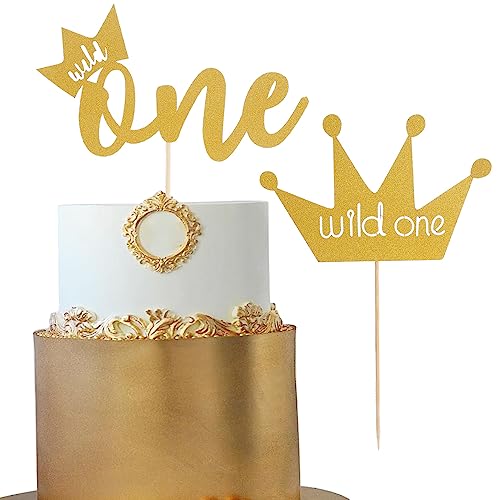 2 Stück Wild One Tortenaufsatz – einseitige goldene Glitzerkrone Wild One Tortenaufsatz für Jungen ersten Geburtstag Party Dekoration, Babyparty Smash Cake Decor 2 Stück Wild One Tortenaufsatz – einseitige goldene Glitzerkrone Wild One Tortenaufsatz für Jungen ersten Geburtstag Party Dekoration, Babyparty Smash Cake Decor von AmarYYa