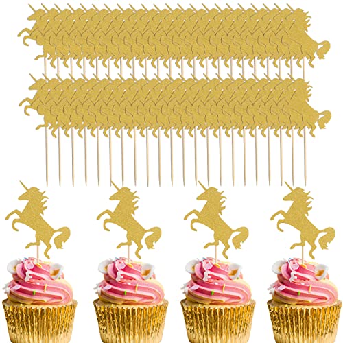 48 Stück Gold Einhorn Cupcake Topper - Pferd Geburtstag Party Cupcake Topper, Baby Shower/Mädchen und Junge Einhorn Thema Geburtstag Party Cupcake Dekoration, Gold Glitter Einhorn Cupcake Topper 48 Stück Gold Einhorn Cupcake Topper - Pferd Geburtstag Party Cupcake Topper, Baby Shower/Mädchen und Junge Einhorn Thema Geburtstag Party Cupcake Dekoration, Gold Glitter Einhorn Cupcake Topper von AmarYYa