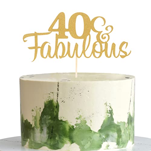 AmarYYa Fabulous & 40 Cake Topper – Gold Glitter Fabulous 40 Birthday Party Cake Toppers, 40th Anniversary Party Decoration, Cheers to Fourty Years, 1 Pcs Gold Glitter 40th Birthday Decoration AmarYYa Fabulous & 40 Cake Topper – Gold Glitter Fabulous 40 Birthday Party Cake Toppers, 40th Anniversary Party Decoration, Cheers to Fourty Years, 1 Pcs Gold Glitter 40th Birthday Decoration von AmarYYa