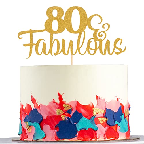 Gold Fabulous & 80 Cake Topper - 1 Pcs Gold Glitter 80th Birthday topper 、80 Anniverysary Wedding Party Decoration、80th Adult Birthday Party Decoration Supplies, Cheers to Eighty Years… Gold Fabulous & 80 Cake Topper - 1 Pcs Gold Glitter 80th Birthday topper 、80 Anniverysary Wedding Party Decoration、80th Adult Birthday Party Decoration Supplies, Cheers to Eighty Years… von AmarYYa