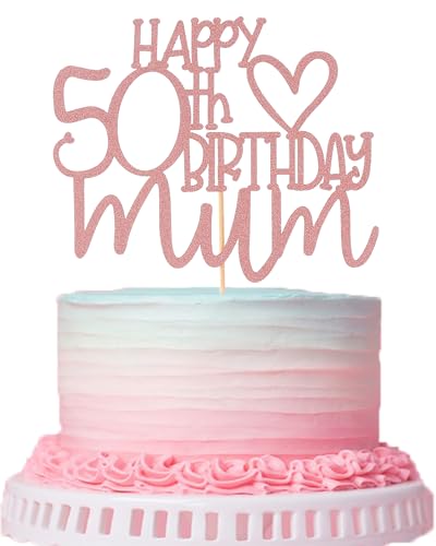 Happy 50th Birthday Mum Cake Topper - 50th Birthday Cake Decoration Mother's Day Party Cake Topper, Rose Gold 50 Cake Topper… Happy 50th Birthday Mum Cake Topper - 50th Birthday Cake Decoration Mother's Day Party Cake Topper, Rose Gold 50 Cake Topper… von AmarYYa