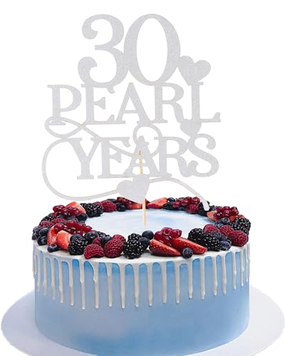 Tortenaufsatz "30 Pearl Years" – Happy 30th Anniversary Wedding Cake Topper Silber 30 Pearl Years Anniversary Party Dekorationen von AmarYYa