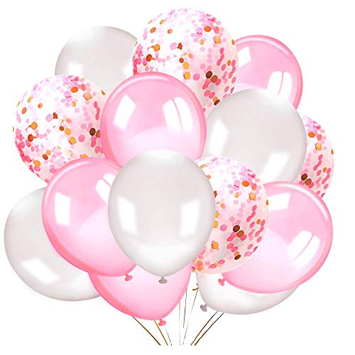 Amasawa 30 Stück 12 Zoll Konfetti Latex Ballons Mit Farbband Für Graduierung, Hochzeiten, Geburtstage, Hawaii Party Dekorationen (Pink) von Amasawa