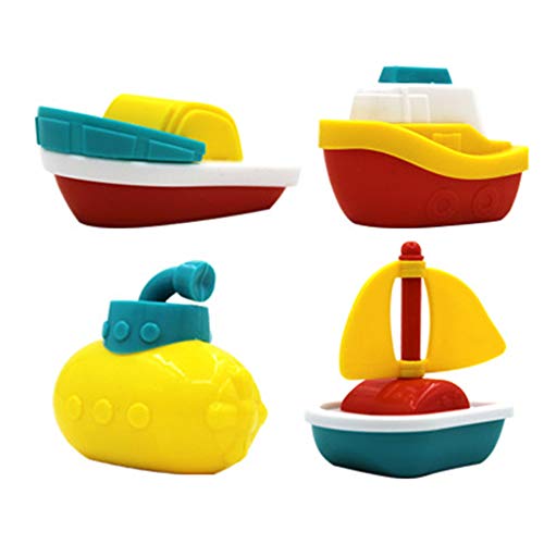 Amasawa 4 Stück Bad Spielzeug Schwimmboote,Badespielzeug Badezeit Schwimmboot Plastikschiff Modell für Kleinkinder Kinder, Jungen und Mädchen von Amasawa