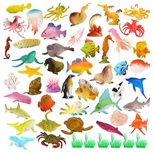 Amasawa 52 Stück Meerestiere Spielzeug, Mini Plastik Insektenfiguren Spielzeug, Für Jungen Mädchen Kinder Kleinkinder Party Bag Stuffers, Geschenk, Spielzeug von Amasawa