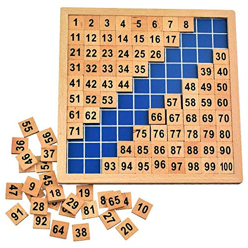 Amasawa Mathematik Puzzle Holz Digital Board,1-100 Kontinuierliche Zahlen,Mathe Puzzle Holzspielzeug, um Ihrem Kind zu helfen, motorische Fähigkeiten früh zu entwickeln von Amasawa