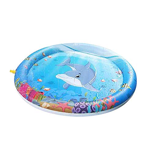 Splash Pad,Splash Game Pad,Wassersprühpad,Wasser Spielmatte Wasserbefülltes Baby-Spielzeug Sprinkler und Splash Play Matte Interessant-Blume Pad,Sommer Garten Wasserspielzeug für Baby, Kinder (Blau) von Amasawa