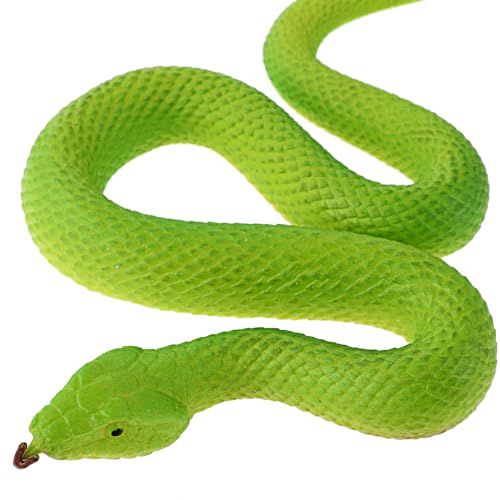 Amaxiu Elastische Schlangenfiguren, Gummi Regenwald Schlangenmodell realistische Reptilien Tierfigur hält Vögel fern gefälschte Schlangen Python Garten Requisiten für Halloween Party Dekoration (grün) von Amaxiu