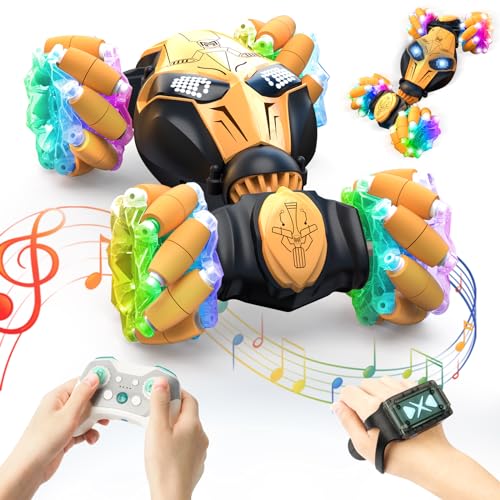 AmazeFun Ferngesteuertes Auto RC Stunt Car mit Handsteuerung, 2,4G 4WD 360° Drehung Off-Road Auto, Drift Car mit Musik und LED-Lichter Geschenk für Kinder ab 6 7 8 9 10 12+Jahre Jungen Mädchen von AmazeFun