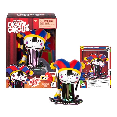 Amazing Digital Circus Offiziell lizenzierte Puking Pomni Vinyl-Figur, hochwertige 10,2 cm/10,1 cm Box-Sammelfigur mit Regenbogenkotz und Sammelkarte, sammeln Sie alle Vinyl-Figuren der Premier von Amazing Digital Circus