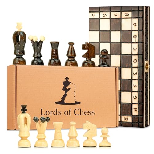 Schachspiel Schach Holz Schachbrett mit Dame Spiel 31 x 31 cm - 2 in 1 Chess Board Set hochwertig klappbar mit Schachfiguren groß für Kinder und Erwachsene von Amazinggirl