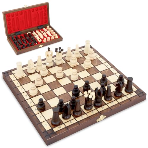 Schachspiel Schach Schachbrett Holz hochwertig 31 x 31 cm - Chess Board Set klappbar mit Schachfiguren groß für Kinder und Erwachsene von Amazinggirl