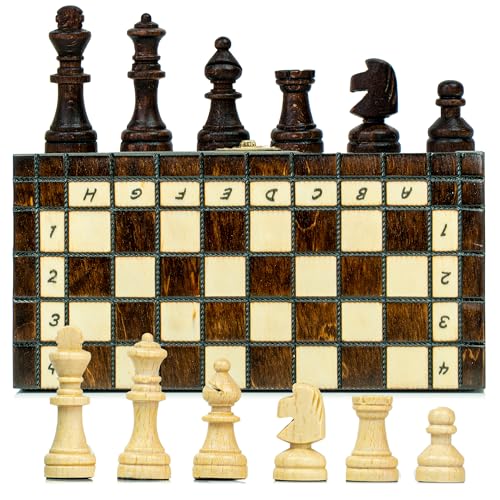 Schachspiel Schach Schachbrett Holz hochwertig 20 x 20 cm - Chess Board Set klappbar mit Schachfiguren groß für Kinder und Erwachsene von Amazinggirl