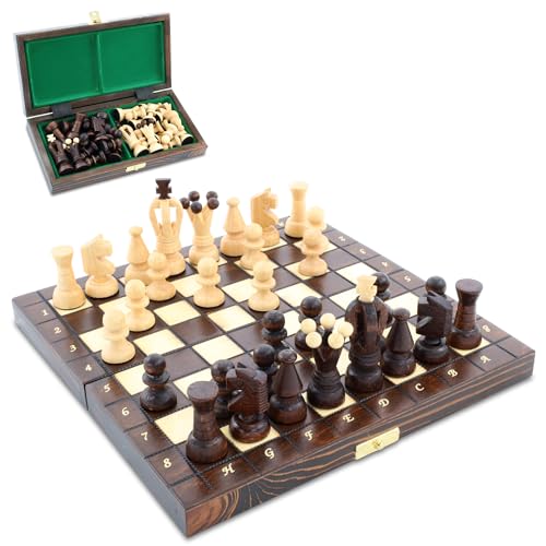 Schachspiel Schach Schachbrett Holz hochwertig 25 x 25 cm - Chess Board Set klappbar mit Schachfiguren groß für Kinder und Erwachsene von Amazinggirl