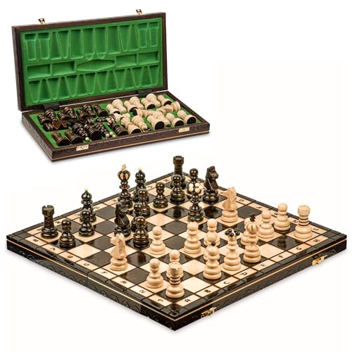 Schachspiel Schach Schachbrett Holz hochwertig 42 x 42 cm - Chess Board Set klappbar mit Schachfiguren groß für Kinder und Erwachsene von Amazinggirl