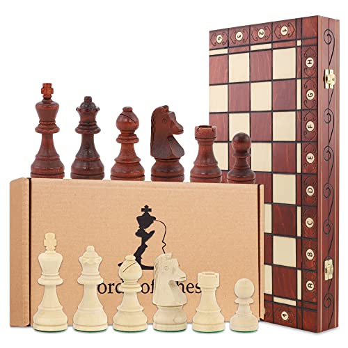 Schachspiel Schach Schachbrett Holz hochwertig 47,5 x 47,5 cm - Chess Board Set klappbar mit Schachfiguren groß für Kinder und Erwachsene von Amazinggirl