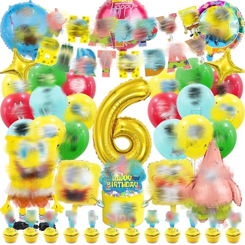 40 Stück Cartoon Geburtstag Deko 6 Jahre, Luftballon Kindergeburtstag Deko Geburtstag Happy Birthday Banner Latexballons Folienballon Junge für 6 Themen Kinderpartys Geburtstags von Amazluck