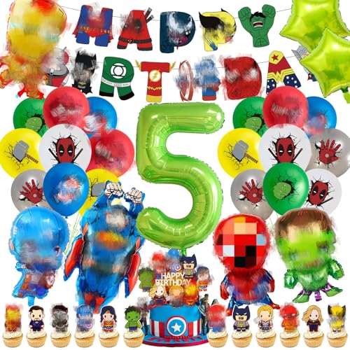 Geburtstagsdeko kingder 5 jahre, 3D Super Luftballon Kindergeburtstag Deko Geburtstag Happy Birthday Banner Latexballons Folienballon Junge für 5 Themen Kinderpartys Geburtstags Geburtstagsdeko kingder 5 jahre, 3D Super Luftballon Kindergeburtstag Deko Geburtstag Happy Birthday Banner Latexballons Folienballon Junge für 5 Themen Kinderpartys Geburtstags von Amazluck