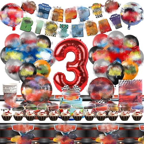 86 Stück Cars Geburtstagsdeko 3 Jahre, Auto Deko Geburtstag Car Luftballon Car Tortendeko Happy Birthday Banner Partygeschirr Pappteller Kindergeburtstag Teller Becher Kindergeburtstag Party Jungen 86 Stück Cars Geburtstagsdeko 3 Jahre, Auto Deko Geburtstag Car Luftballon Car Tortendeko Happy Birthday Banner Partygeschirr Pappteller Kindergeburtstag Teller Becher Kindergeburtstag Party Jungen von Amazluck