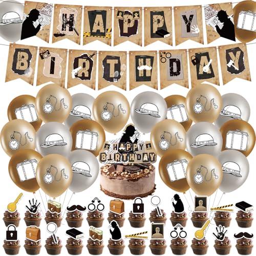 44 Stück Detectiv Geburtstag Deko, Dedektivparty Geburtstag Kridinner Deko Luftballons Kindergeburtstag Deko Geburtstag Happy Birthday Banner Cupcake Toppers Junge Detectiv Mystery Secret Party 44 Stück Detectiv Geburtstag Deko, Dedektivparty Geburtstag Kridinner Deko Luftballons Kindergeburtstag Deko Geburtstag Happy Birthday Banner Cupcake Toppers Junge Detectiv Mystery Secret Party von Amazluck