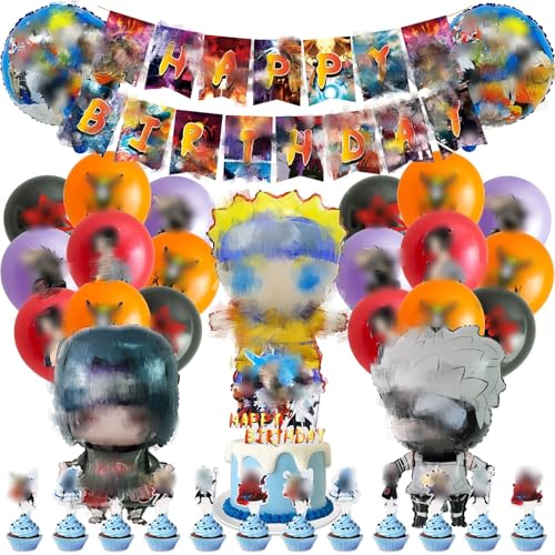 39 Stück Geburtstag Party Dekoration, Anime Geburtstagsdeko Luftballons Folienballon Happy Birthday Banner Tortendeko Party Dekoration Kuchen Kinder Jungen Luftballon Supplies von Amazluck
