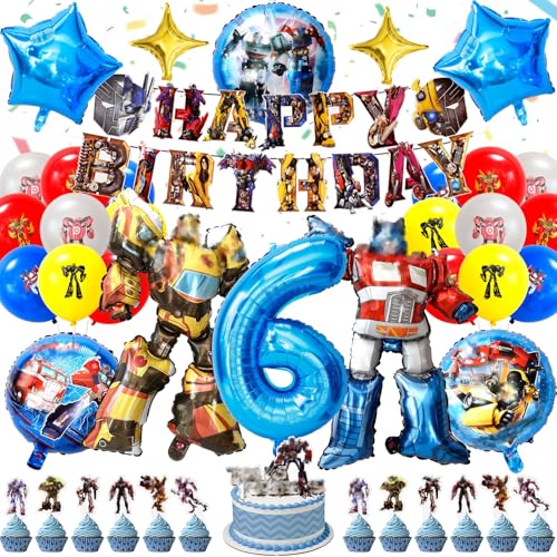 Geburtstagsdeko kingder 6 jahre, 44 Stück Luftballon Kindergeburtstag Deko Geburtstag Happy Birthday Banner Latexballons Folienballon Junge für 6 Themen Kinderpartys Geburtstags von Amazluck