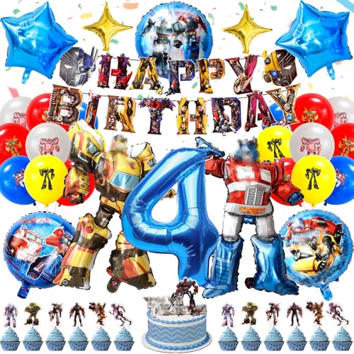 Geburtstagsdeko kingder 4 jahre, 44 Stück Luftballon Kindergeburtstag Deko Geburtstag Happy Birthday Banner Latexballons Folienballon Junge für 4 Themen Kinderpartys Geburtstags von Amazluck