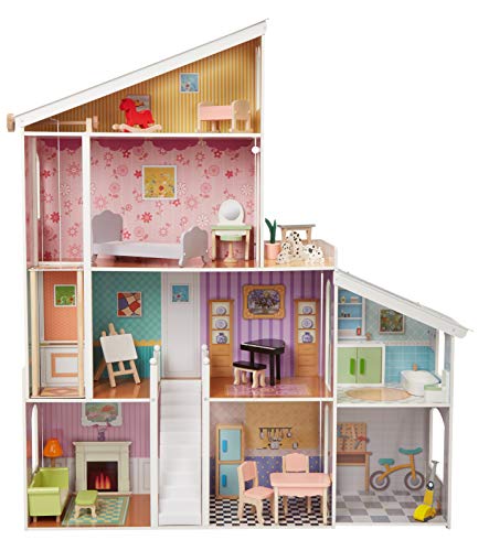 Amazon Basics 4-stöckiges Puppenhaus- und Möbelzubehör aus Holz für 30.48 cm Puppen von Amazon Basics