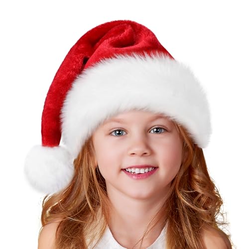Ambandier Weihnachtsmannhut für Kinder: Weihnachtsmütze für Jungen und Mädchen, klassischer weicher Plüschmütze, dicker und bequemer Weihnachtsmannhut für Weihnachten, Neujahr, Party Ambandier Weihnachtsmannhut für Kinder: Weihnachtsmütze für Jungen und Mädchen, klassischer weicher Plüschmütze, dicker und bequemer Weihnachtsmannhut für Weihnachten, Neujahr, Party von Ambandier