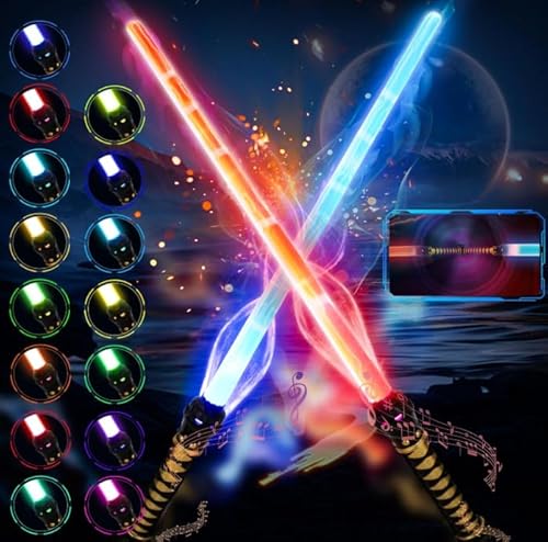 Ambesty Lichtschwert Duellfähig Smooth Swing Lightsaber mit 15 RGB-Farben Laserschwert Erwachsene Für Kinder Halloween Weihnachten Cosplay Party von Ambesty