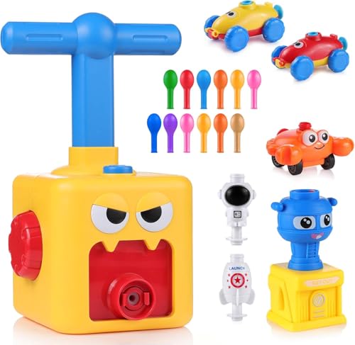 Balloon Powered Launch Car,19 in 1 Kinder Ballon Auto Spielzeug,Ballonbetriebene Autos,Wissenschaft Experimentelles Spielzeug-Trägheitsspielzeug Trägheit Power Auto Ballon Kind Geschenk (Gelb) von Ambesty